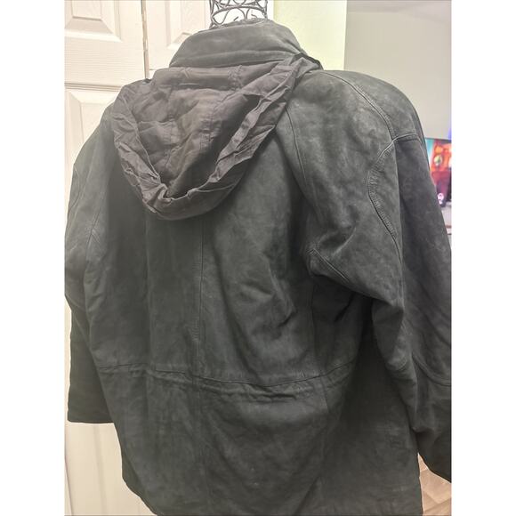 Villa Classico Vintage Heavy Black Suede Coat W/hood. Men’s. L - Picture 2 of 11